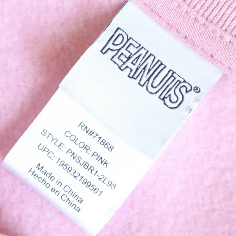 Peanuts | Snoopy Chenille Embroidered Patch Soft Fleece Pink Sweatshirt NWT | S - Picture 8 of 13